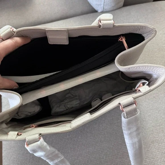 Dagne Dover Allyn Large Cream Tote Bag in bone color - Picture 13 of 14